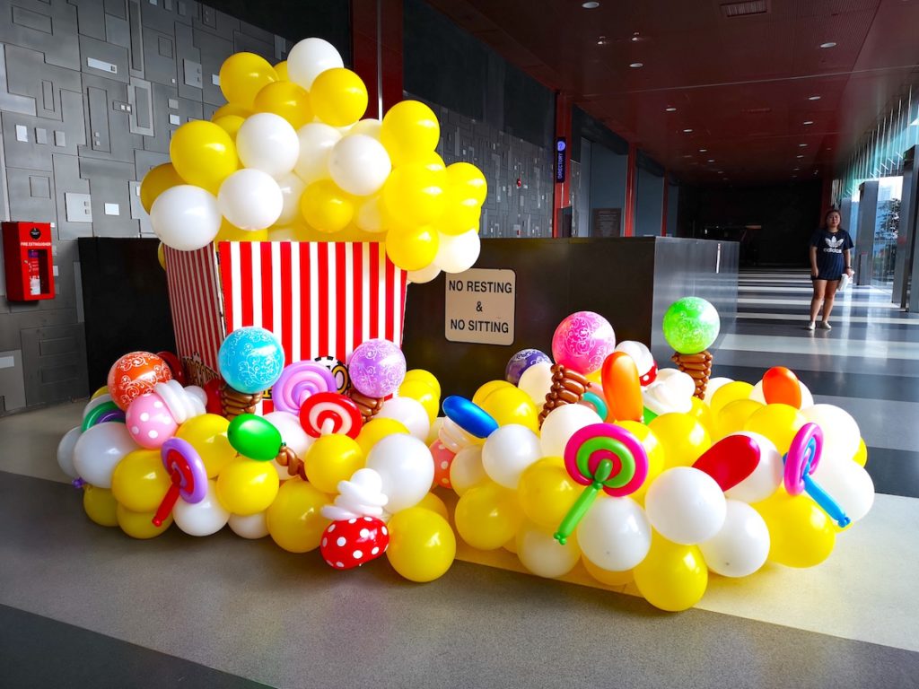 Popcorn and candies large balloon sculpture