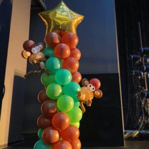Gold Star Balloon Column with Monkey