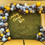 Green wall backdrops with organic balloon for events