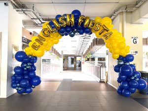 Blue Yellow Organic Balloon Arch